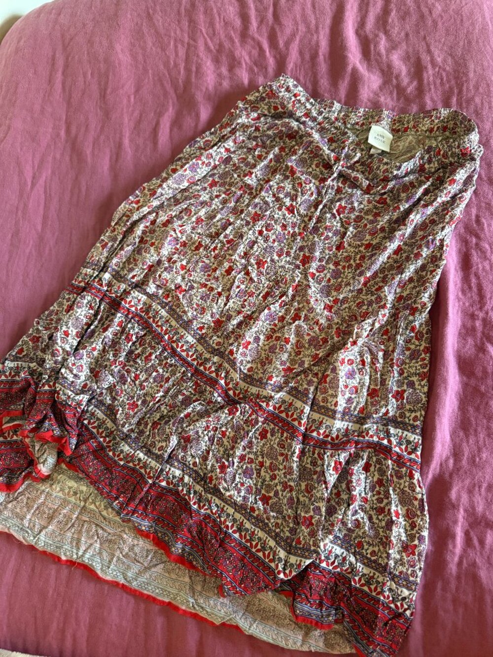 floral pink patterned midi skirt - M